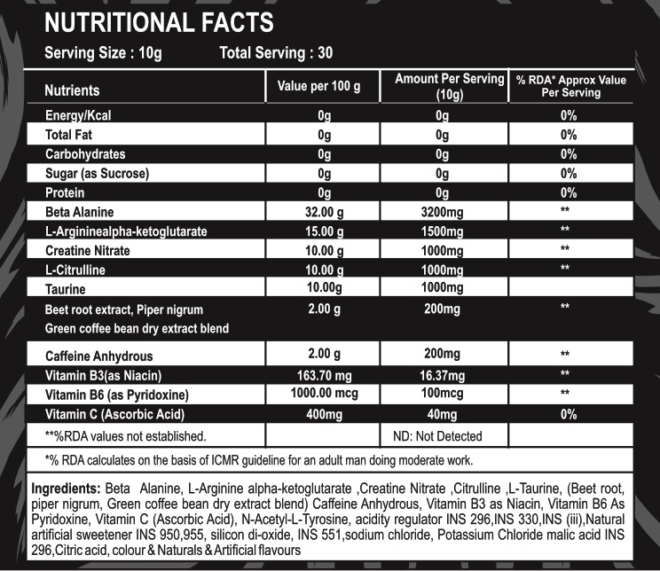 Knock Out Black Currant Nutrition Facts