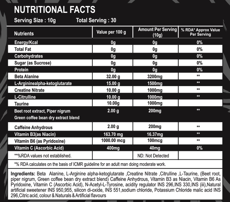 Knock Out Fruit Punch Nutrition Facts